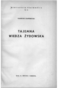 Zaderecki Tadeusz, "Tajemna wiedza żydowska", Lwów 1937